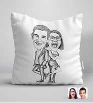 BK Gift Kişiye Özel Karakalem Sevgililer Beyaz Yastık-6
