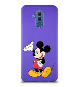 Huawei Mate 20 Lite Soft Premier Kapak Mickey Mouse-C Tasarımlı Silikon Kılıf - Mor (Şeffaf)