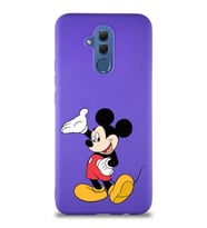 Huawei Mate 20 Lite Soft Premier Kapak Mickey Mouse-C Tasarımlı Silikon Kılıf - Mor (Şeffaf)