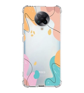 Xiaomi Poco F2 Pro Köşe Korumalı Antişok Kapak Karışık Renkler Tasarımlı Şeffaf Silikon Kılıf