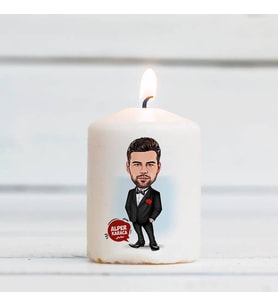 Kişiye Özel Karikatürlü Damat Kıyafetli Erkek Mum