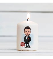 Kişiye Özel Karikatürlü Damat Kıyafetli Erkek Mum