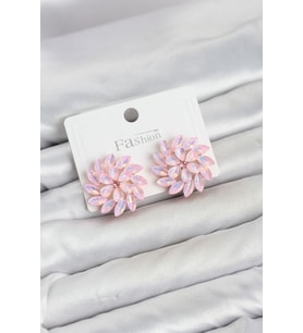 Pembe Renk Kristal Taşlı Çiçek Model Kadın Küpe TJ-BKP11919