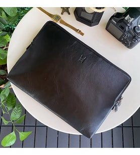Modica Renton - Hakiki Deri MacBook Çantası (Siyah)