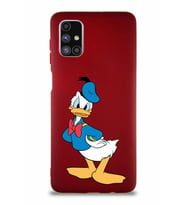 Samsung Galaxy M51 Soft Premier Kapak Donald Duck-D Tasarımlı Silikon Kılıf - Mürdüm (Şeffaf)
