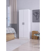 GUBİMO ABETE-2 KAPILI GARDIROP (ELBİSE DOLABI -YÜKLÜK-KİLER )-BEYAZ