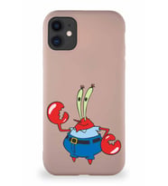 Apple iPhone 11 Soft Premier Kapak Bay Yengeç Tasarımlı Silikon Kılıf - Pudra (Şeffaf)
