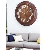 Efe Mark Premium Serisi Modern Tasarım 75 cm Ev ve Ofis Duvar Saati Rakamlı Kahverengi