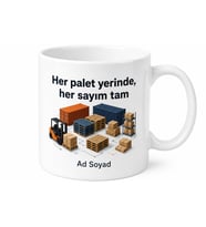 Depo Görevlisine Sayım Zamanı Palet Taşıma İstifleme Düzeni Kupa Bardak Hediye