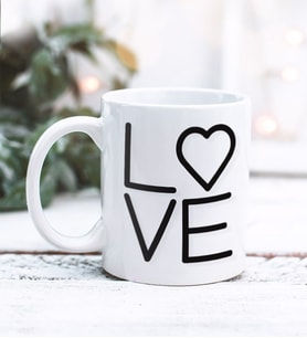 Sevgililer Günü Love Tasarımlı Kupa Bardak (Beyaz)
