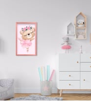 BK Home Sevimli Ayıcık Tasarımlı Dekoratif Pembe Ahşap Çerçeveli Çocuk Odası Tablo-2