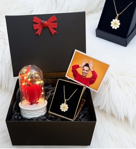 Kolyeli Size Özel Fotoğraflı Hediye Kutusu - Premium Kişiye Özel Hediye Seti (Model 2)