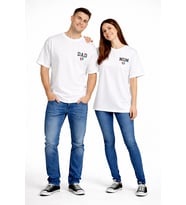 Anne Baba Kombini Mom Dad Baskılı Çift Tişört Oversize Unisex 2’li Set (Beyaz)