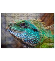 Cakapuzzle Yeşil Mavi Renkleri Kertenkele Yakın Çekim Puzzle Yapboz MDF (Ahşap) (120 Parça)