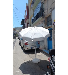 Zeycamping Plaj, Deniz, Bahçe, Balkon, Teras Şemsiyesi 200 cm kalın kumaş + TAŞIMA ÇANTASI+BİDON (Krem)