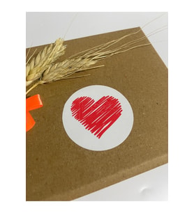 Kalp Çizim Yuvarlak Yapışkanlı Etiket 5x5 cm 100 adet