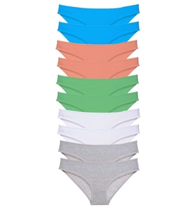Mulvxbrf Brf02 10 Adet Süper Eko Set Likralı Kadın Slip Gri Beyaz Pudra Yeşil Mavi (Mulvix)
