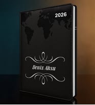 BK Gift Kişiye Özel İsimli Termo Sert Kapak 2026 Siyah Ajanda -1, Öğretmenler Günü Hediyesi, Yeni İş Hediyesi