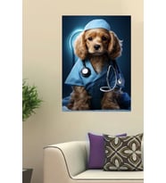 DOKTOR KOMİK MİZAH KÖPEK KANVAS TABLO EV DUVAR OFİS ODA HEDİYELİK DEKARASYON SÜSÜ (Çok Renkli)