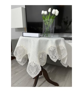 Fransız Dantelli Keten Fiskos, Gardenya Kumaş Fiskos 100x100cm