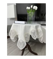 Fransız Dantelli Keten Fiskos, Gardenya Kumaş Fiskos 100x100cm