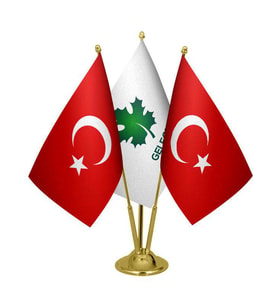 Masa Üstü Gelecek Partisi Bayrağı Türk Bayrağı Üçlü Pirinç Direk Masa Bayrak Seti