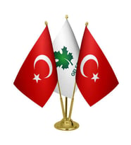 Masa Üstü Gelecek Partisi Bayrağı Türk Bayrağı Üçlü Pirinç Direk Masa Bayrak Seti