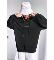 Unisex Oversize Brooklyn Baskılı Sweatshirt (Siyah)