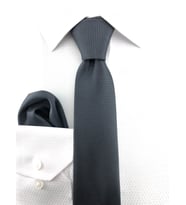 PİERRONİ Füme Oxford Desen Mendilli Kravat