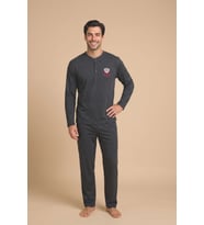 Falkom 5805 İnterlok Kışlık Kalın Kumaşlı Erkek Ev Pijama Takımı