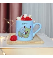 Pikachu Tasarımlı Kişiye Özel Mavi Türk Kahvesi Fincan