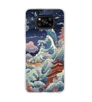 Poco X3 Pro Uyumlu Kanagawa Dalga Kolaj Desenli Şeffaf Telefon Kılıfı