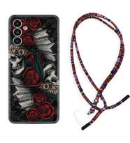 Samsung A23 A31 A32 A50 A51 A52 A53 A70 Kılıf Boyun Asklı Rasta Silikon Skull Rose 1673