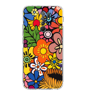 PrintiFy Xiaomi Redmi 9 ile Uyumlu Retro Color 2  Kamera Korumalı Şeffaf  Kılıf