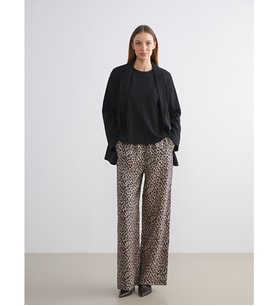LCW Modest Kahverengi Beli Lastikli Leopar Desenli Kadın Pantolon