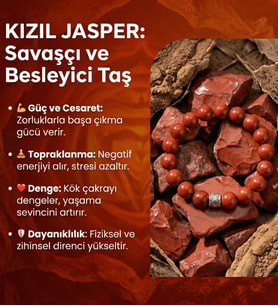Kızıl Jasper (Red Jasper) Doğal Taş Bileklik - Güç, Cesaret ve Topraklanma Taşı,  Özel Tasarım, Mmif