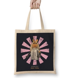 Miss Piggy Retro Japanese Muppets Bez Çanta Uzun Saplı