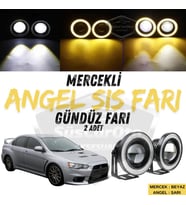 Mitsubishi Lancer 2007-2014 Uyumlu Mercekli Angel Sis Farı Metal 76 mm Sarı Halkalı Gündüz Farı 2 Ad