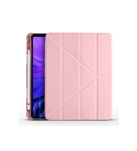 Apple iPad Air 10.9 2022 (5.Nesil) Kalemlikli Katlanabilen Kılıf (Rose Gold Altın)