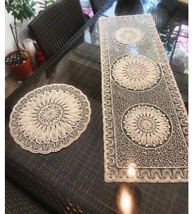 Fransız Dantelli Runner ve Supla Takımı (1 Runner, 6 Supla)