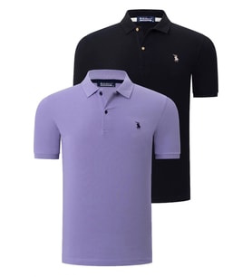 İKİLİ SET T8561 DEWBERRY ERKEK TSHIRT-SİYAH-LİLA (Karışık)