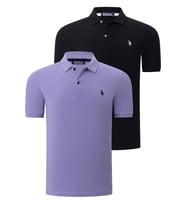 İKİLİ SET T8561 DEWBERRY ERKEK TSHIRT-SİYAH-LİLA (Karışık)