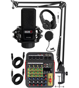 Lastvoice Rec Paket-3 Stüdyo Kayıt Paketi MX-2020 Mikrofon Phantomlu Mikser Kulaklık Stand Filtre