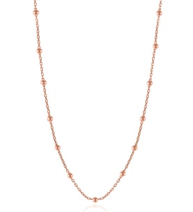 Kadın Gümüş Top Top Zincir Rose Kaplama Toplu Kolye Özel 1.2mm Mücevher