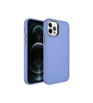 Apple iPhone 12 Pro Uyumlu Kılıf Metal Çerçeve ve Buton Tasarımlı Sert Zore Botox Kapak (Koyu Lila)