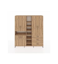 Hyperion Dolap 13 Raflı 3 Çekmeceli 6 Kapaklı 220x44x243 Çam-Çam/Çam