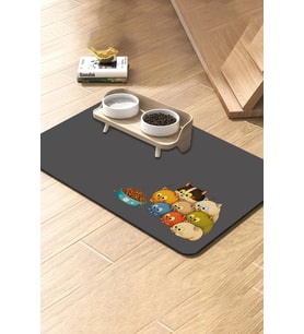 MAtGo Pati Kedi Köpek Beslenme Matı 50x70cm Mırmır Yıkım Ekibi Su Geçirmez Mama Kabı Altlığı Paspası