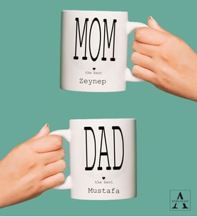 Kişiye Özel Mom and Dad Tasarımlı 2'li Kupa Bardak