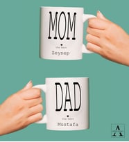 Kişiye Özel Mom and Dad Tasarımlı 2'li Kupa Bardak