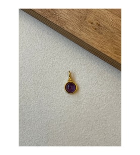 925 Ayar Gümüş Gold Renk Ametist Taşlı Kolye Ucu